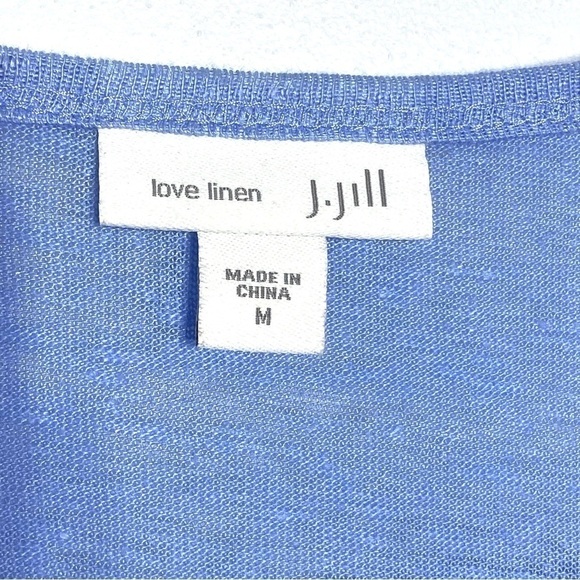 J.Jill Love Linen Tunic Top Women's M Blue White 3/4 Sleeve Button Accent Soft - Picture 2 of 13